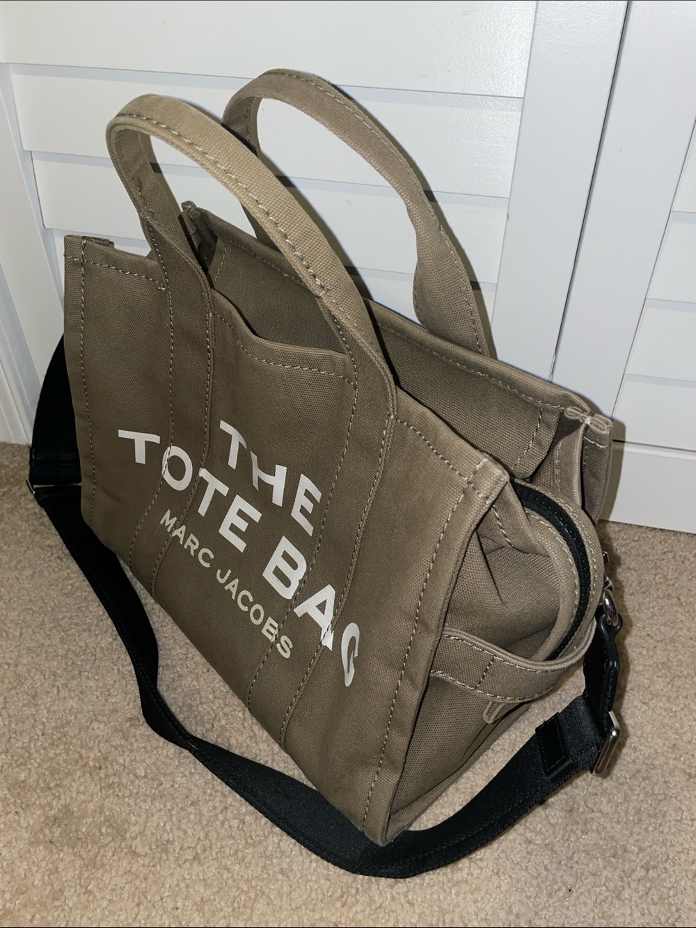 Marc Jacobs Slate Green Canvas Medium The Tote Bag EUC - Picture 3 of 10